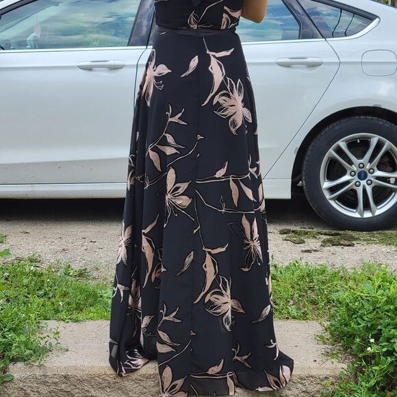 HALSTON black/gold high/ low chiffon evening gown Final Discount - Picture 9 of 15